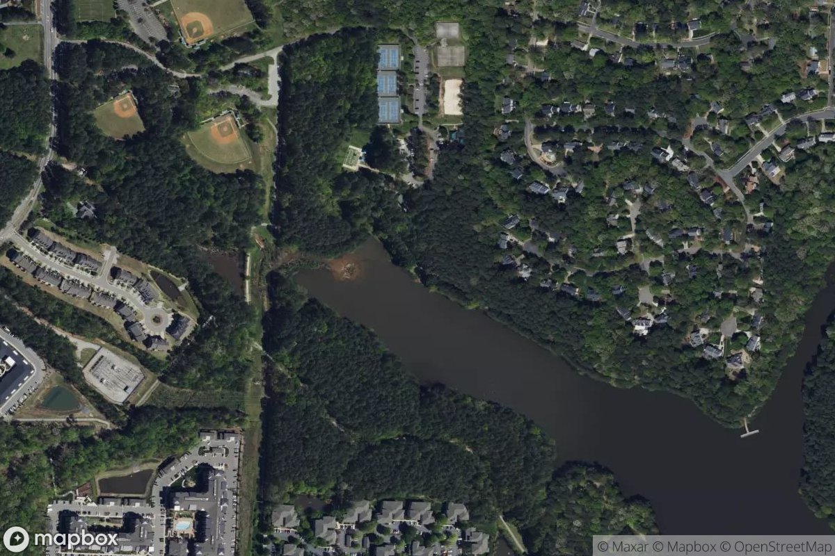 Satellite view of Apex lake boat launch