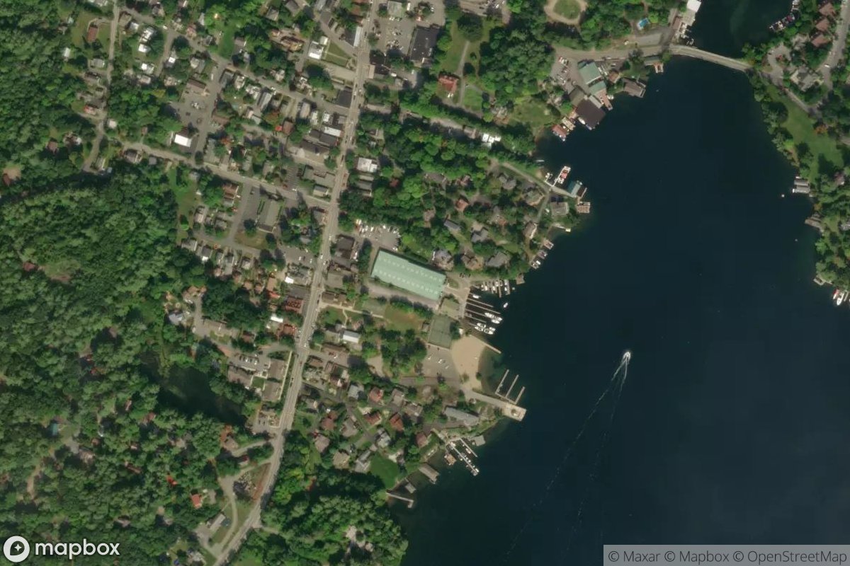Satellite view of Bolton Landing Marina.