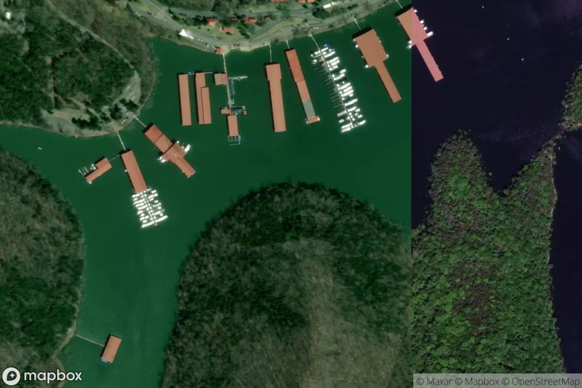 Satellite view of Center Hill Marina