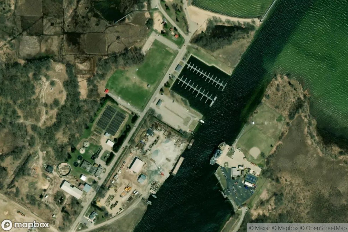 Satellite view of Cheboygan County Marina Boating Access Site