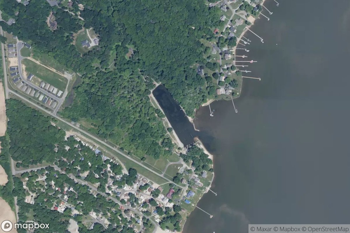 Satellite view of Chestnut Point Estates and Marina