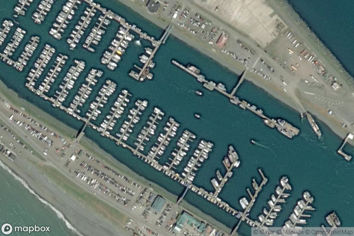 Satellite view of City of Homer Port and Harbor