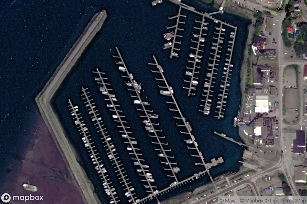 Satellite view of Cordova Boat Harbor