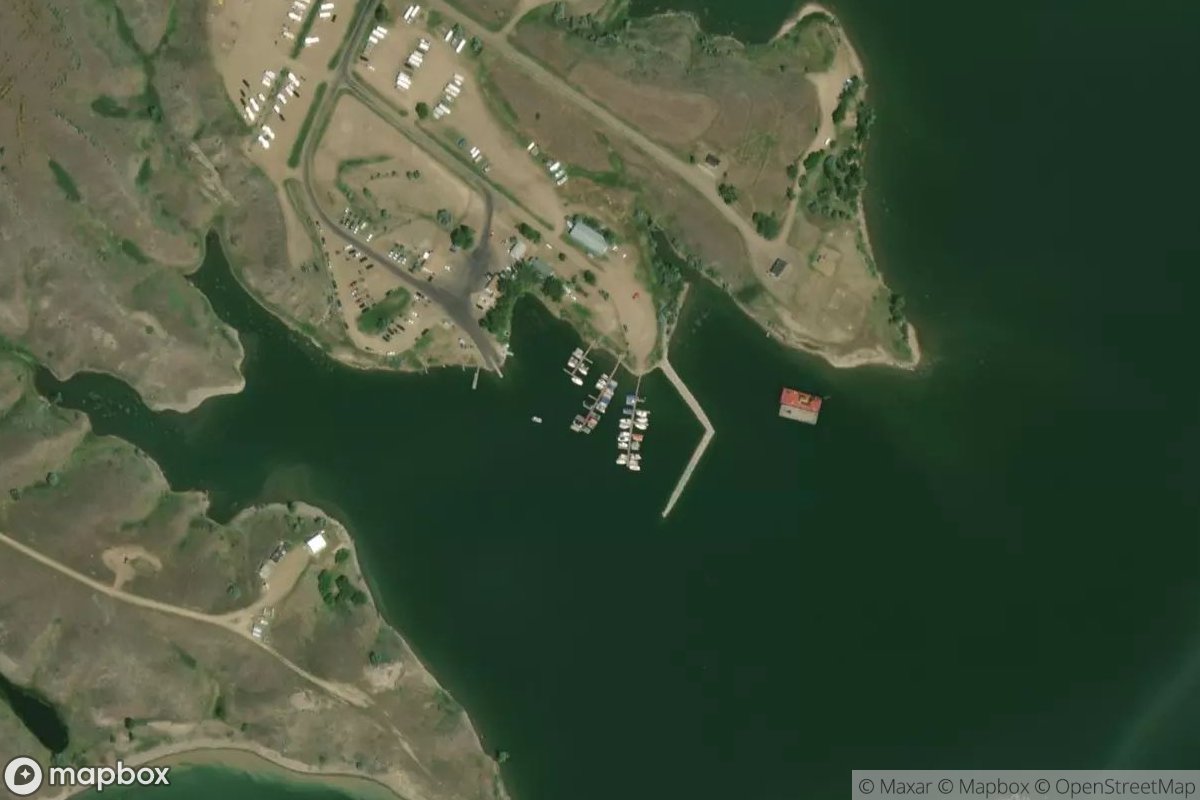 Satellite view of Fort Peck Marina