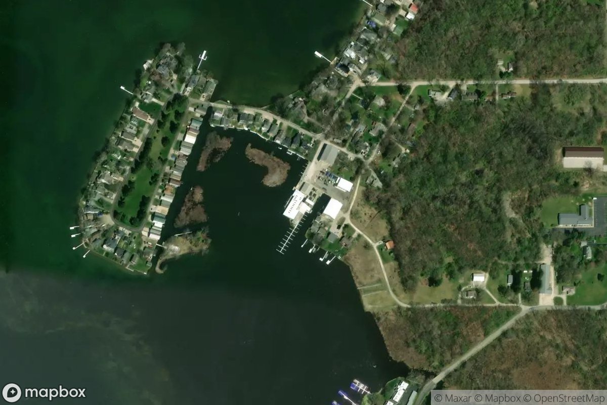 Satellite view of Griffith's Wawasee Marina