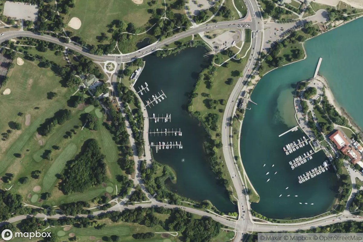 Satellite view of Jackson Park Inner Harbor