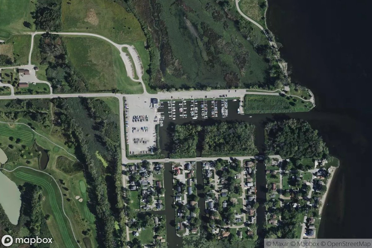 Satellite view of Lake Erie Metropark Harbor of Refuge