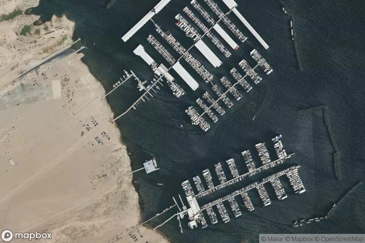 Satellite view of Lake Mead Marina