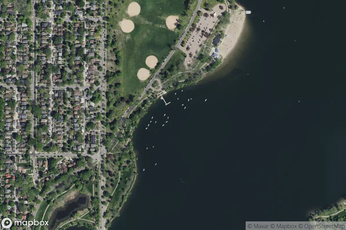 Satellite view of Lake Nokomis Sailboat Buoys