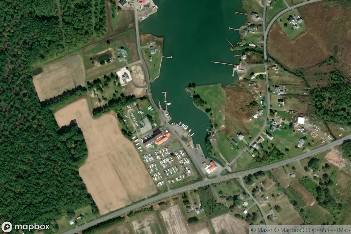 Satellite view of Madison Bay Campground, Marina, and Restaurant