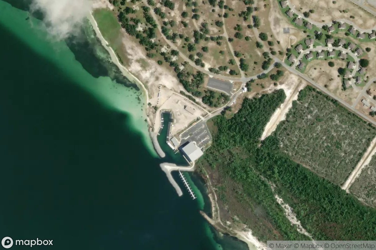 Satellite view of Marina at 30.0929, -85.6474