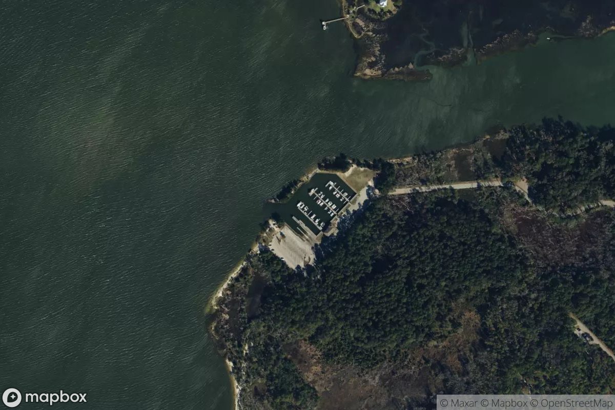 Satellite view of Marina at 34.0502, -77.9190
