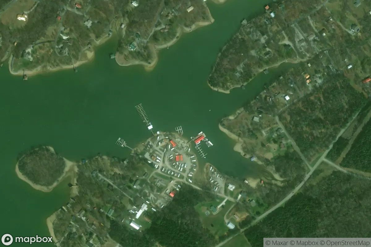 Satellite view of Marina at 35.7510, -84.6589