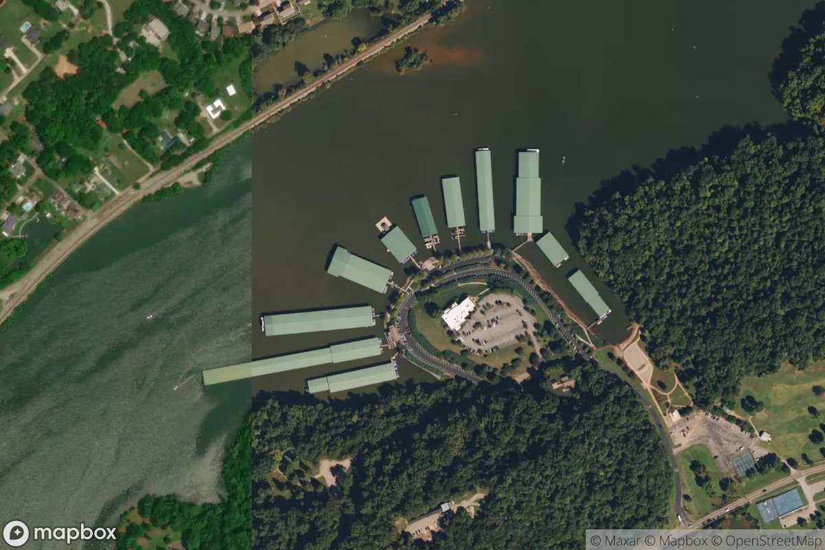 Satellite view of Marina at 35.8658, -84.1308