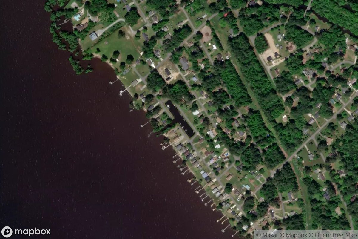 Satellite view of Marina at 36.0160, -76.5844