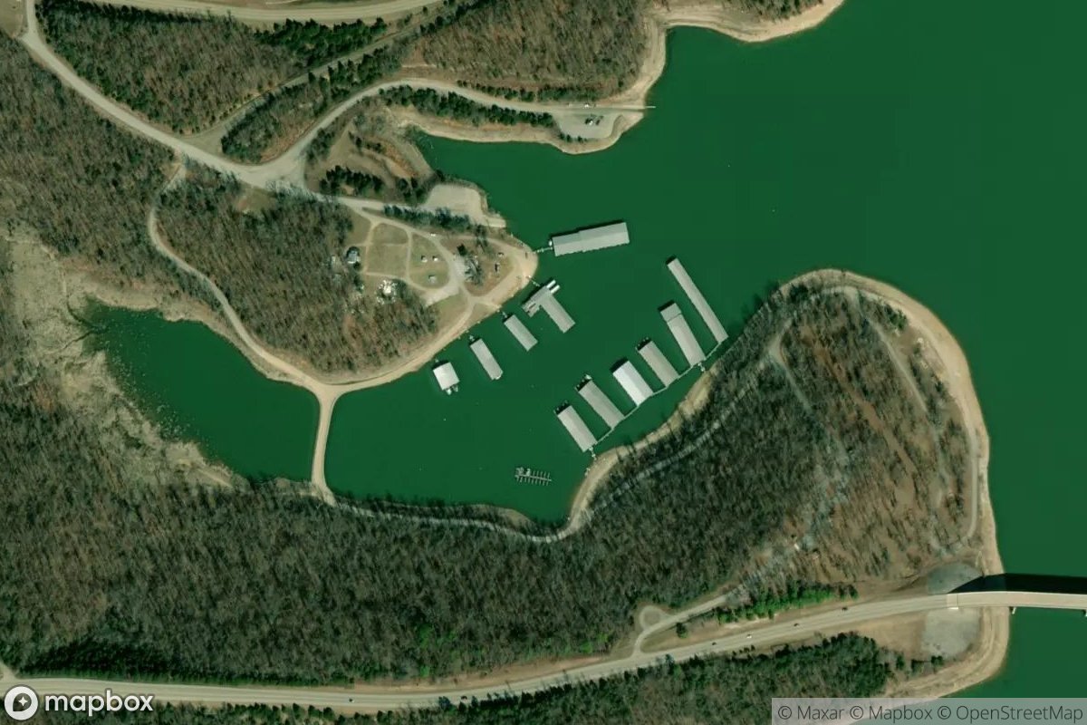 Satellite view of Marina at 36.3730, -92.2519