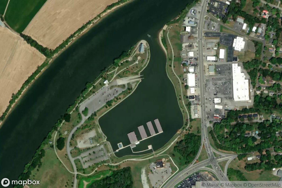 Satellite view of Marina at 36.5105, -87.3693