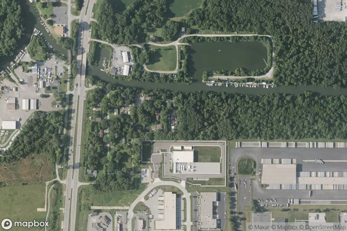 Satellite view of Marina at 41.6109, -87.1701