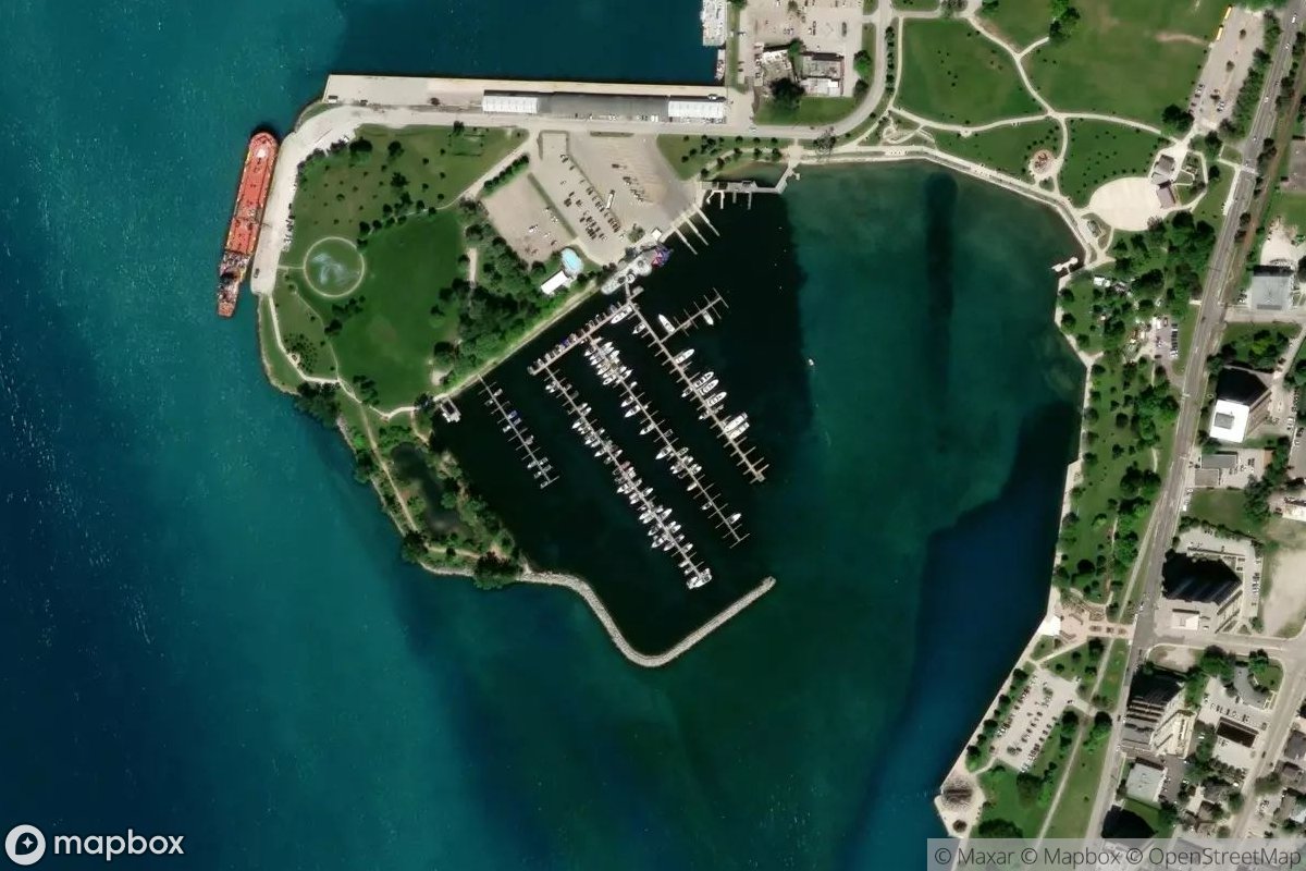 Satellite view of Marina at 42.9804, -82.4105