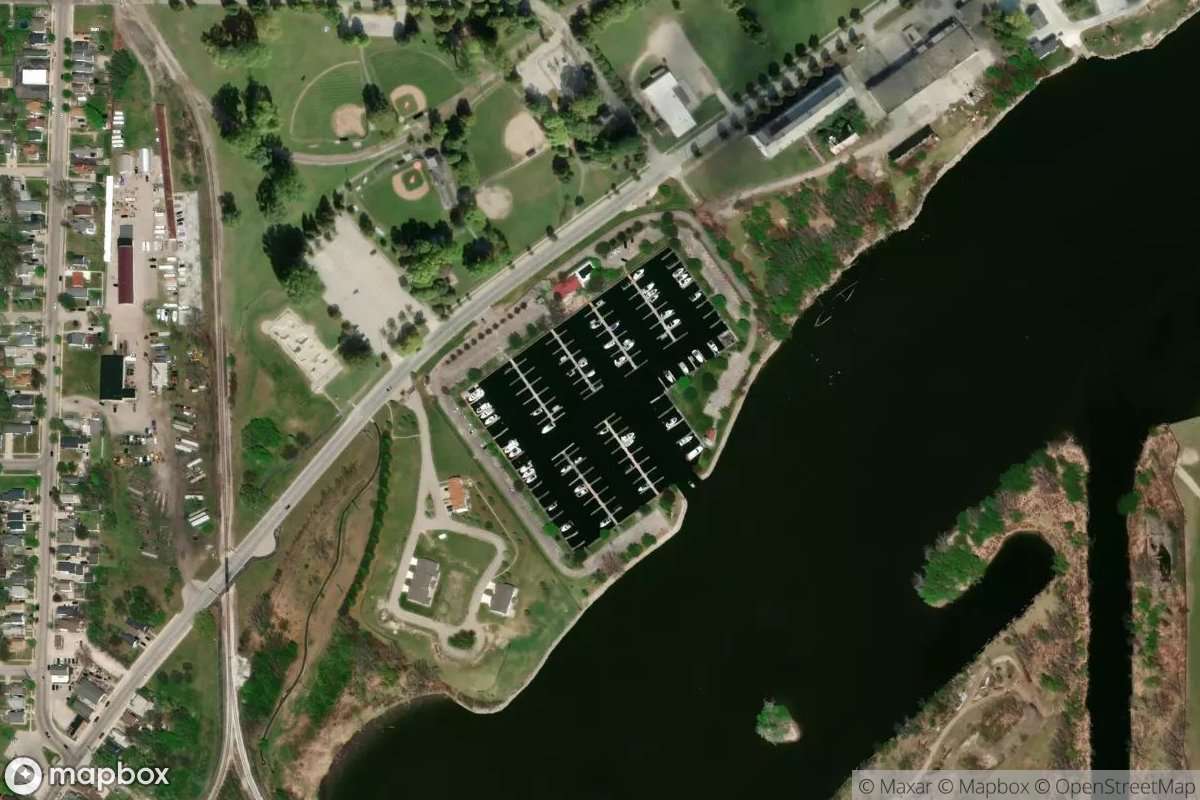 Satellite view of Marina at 43.6097, -83.8890