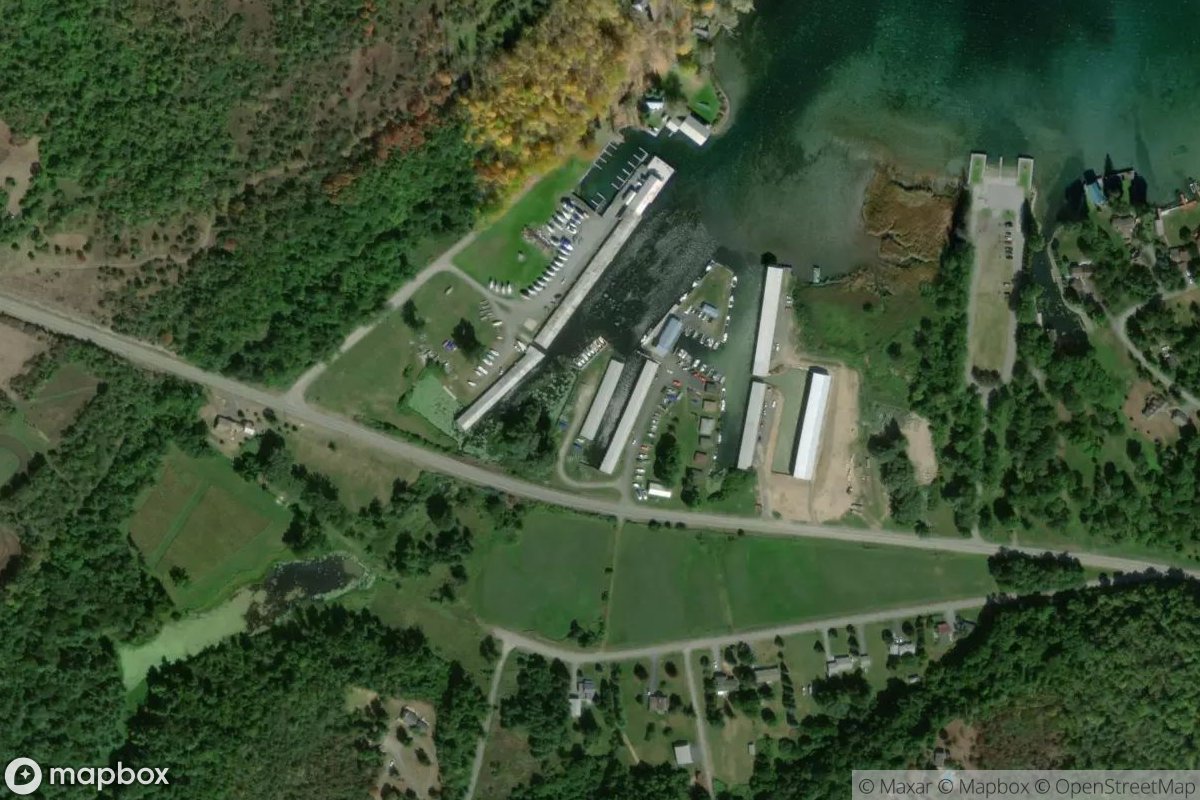 Satellite view of Marina at 43.8487, -76.2108