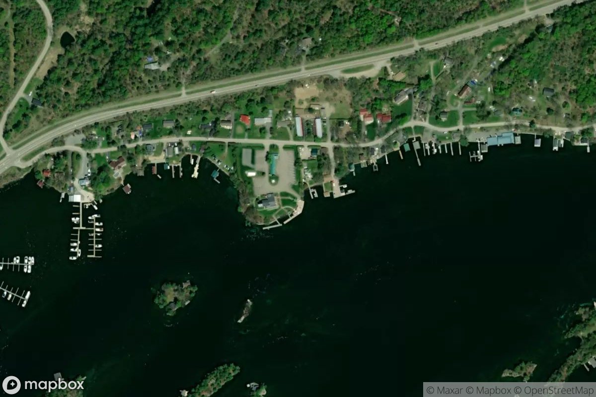 Satellite view of Marina at 44.3642, -76.0057