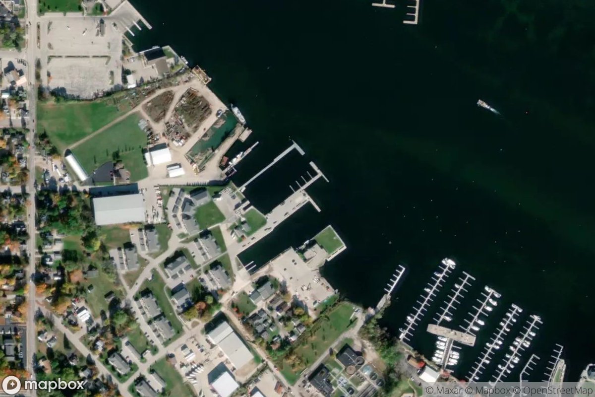 Satellite view of Marina at 44.8257, -87.3764