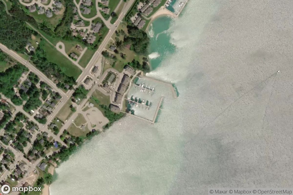 Satellite view of Marina at 44.9806, -85.6436