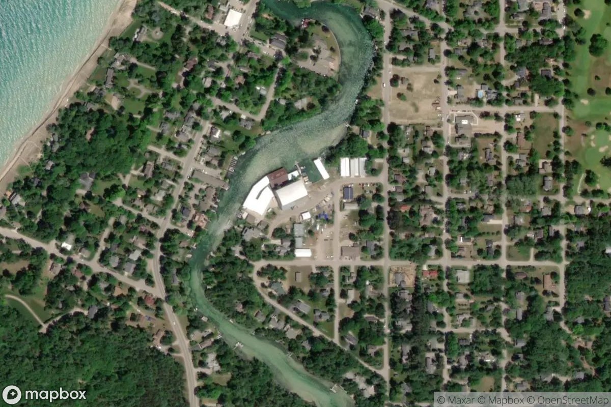 Satellite view of Marina at 45.0193, -85.7595