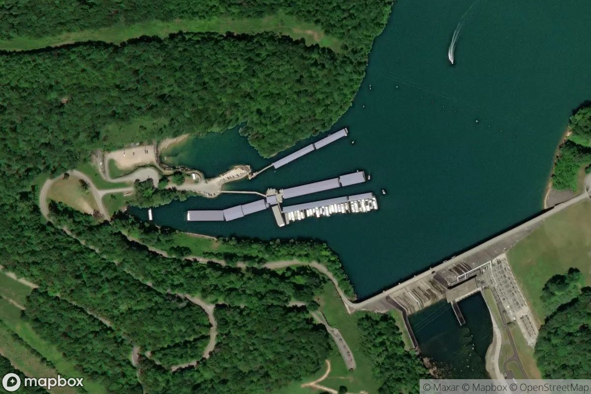 Satellite view of Norris Dam Marina