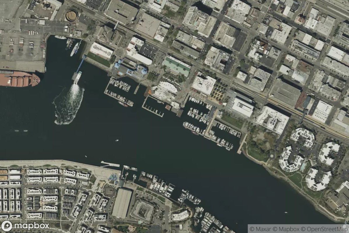 Satellite view of Oakland Marinas - Oakland Alameda Estuary