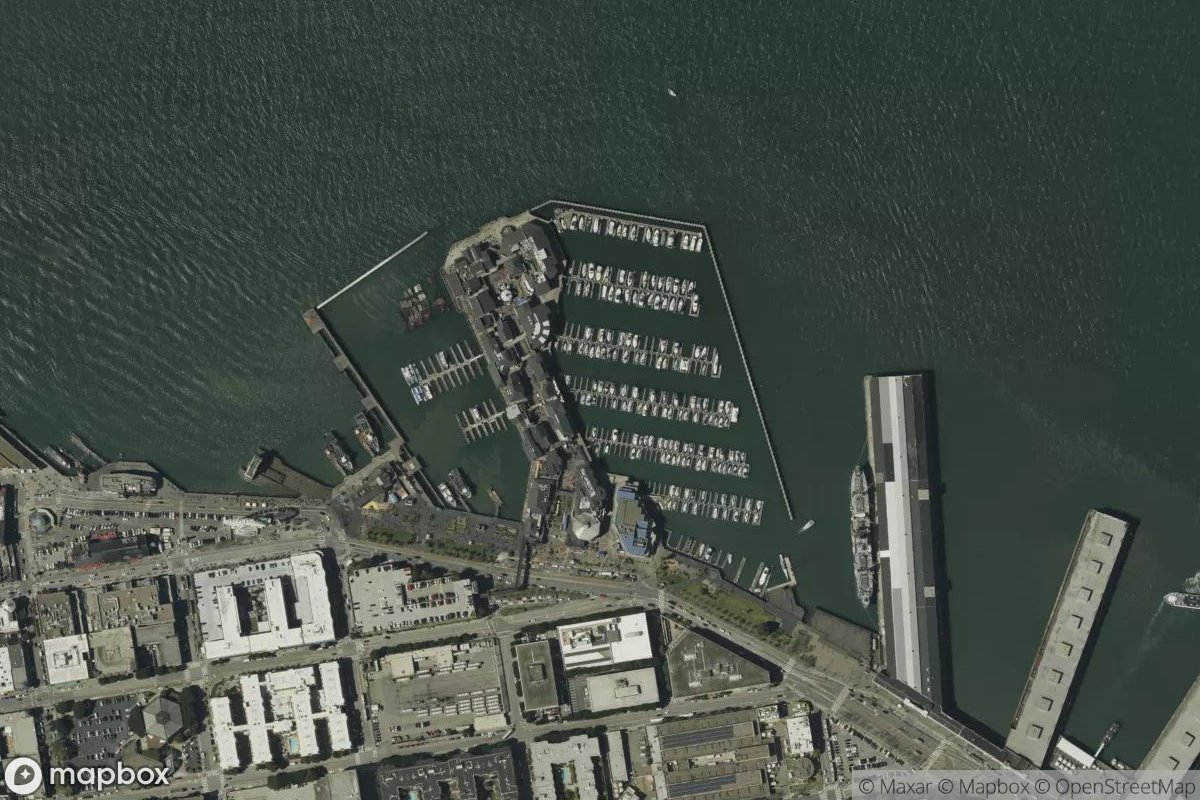 Satellite view of Pier 39 Marina