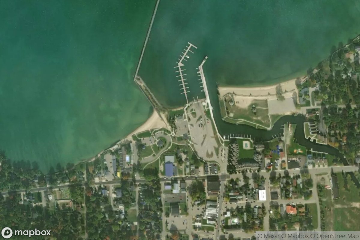 Satellite view of Port Austin State Harbor