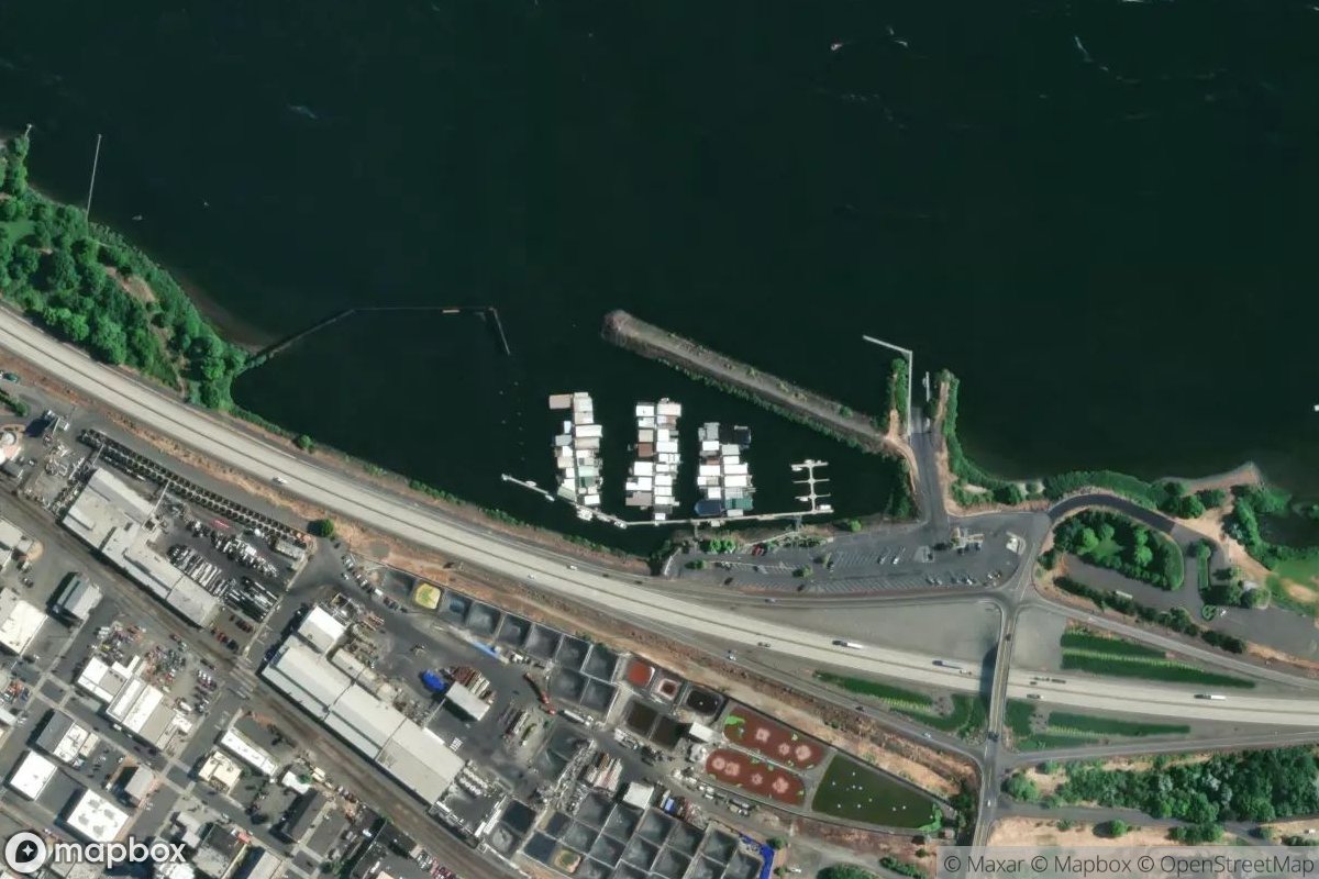 Satellite view of Port of The Dalles Marina