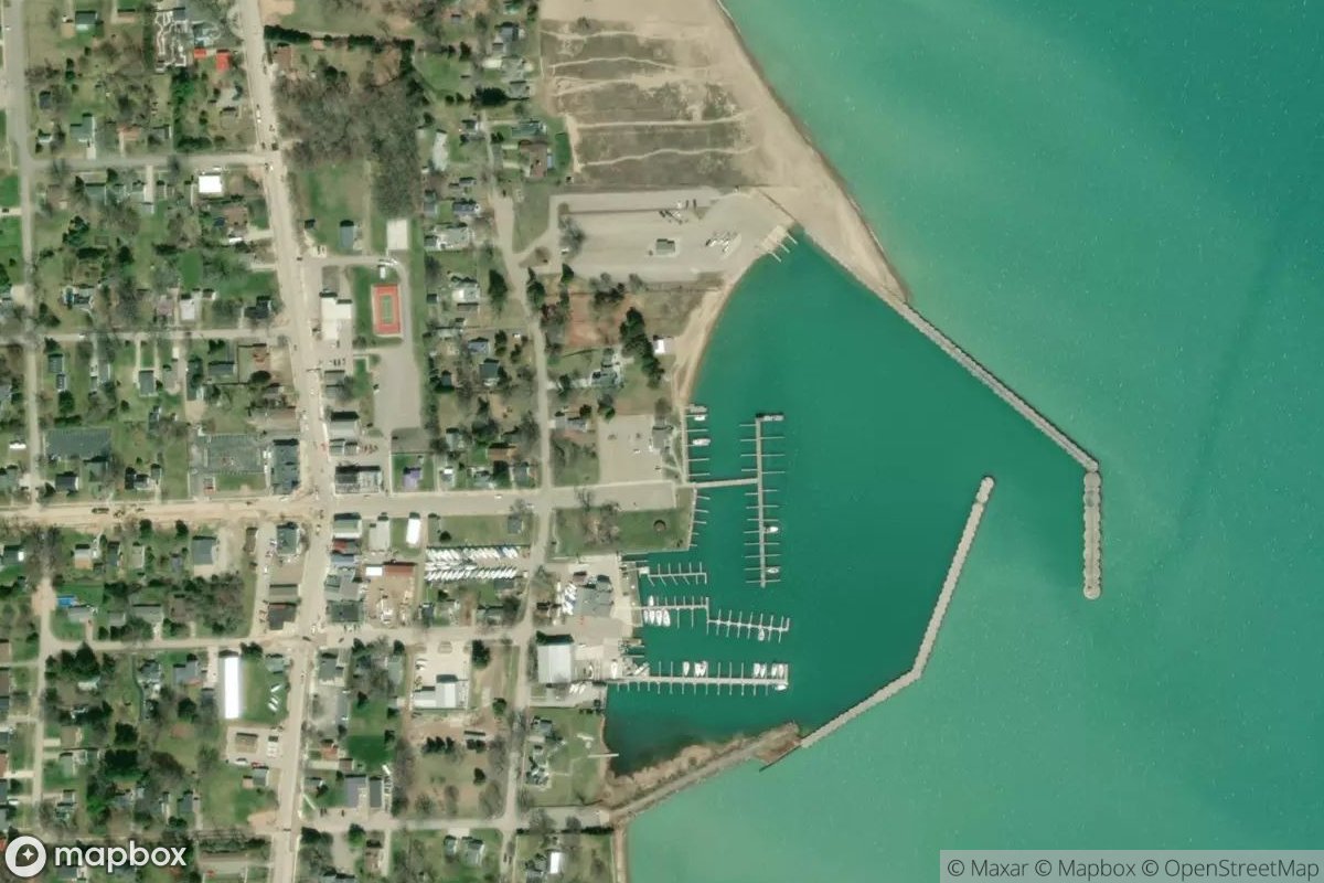 Satellite view of Port Sanilac Municipal Harbor