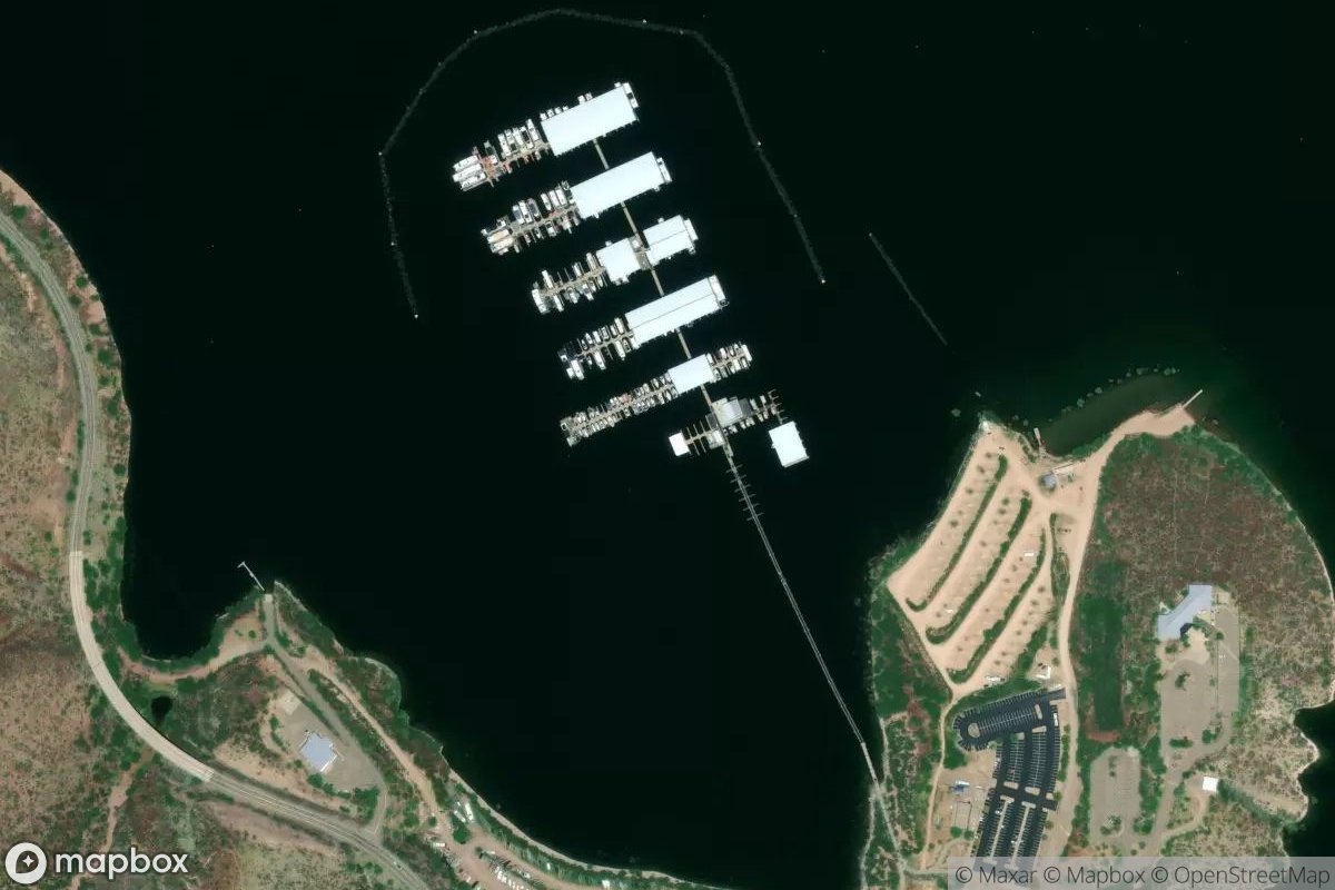 Satellite view of Roosevelt Lake Marina
