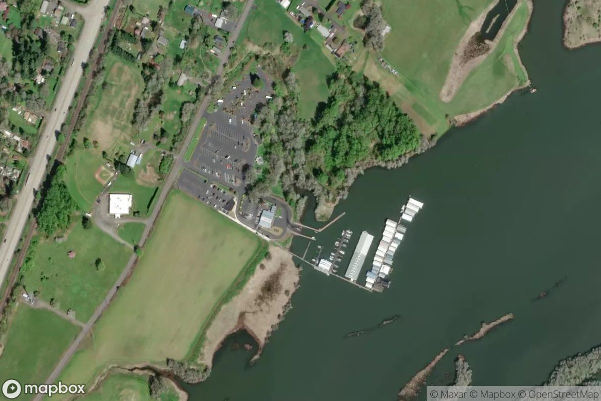 Satellite view of Scappoose Bay Marina