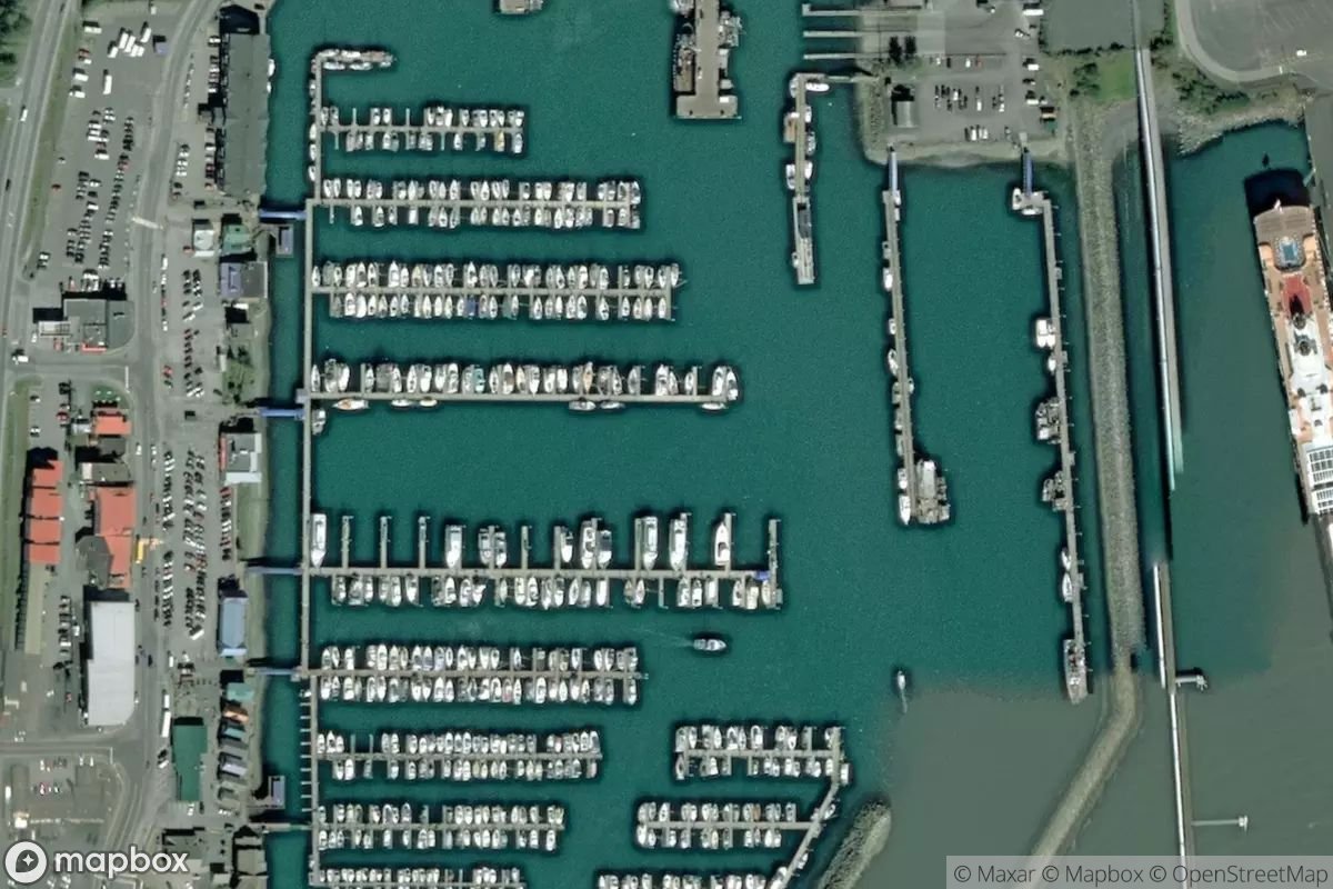 Satellite view of Seward Small Boat Harbor