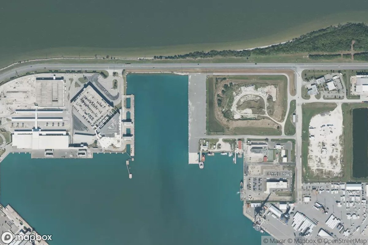 Satellite view of SpaceX Barge Dock