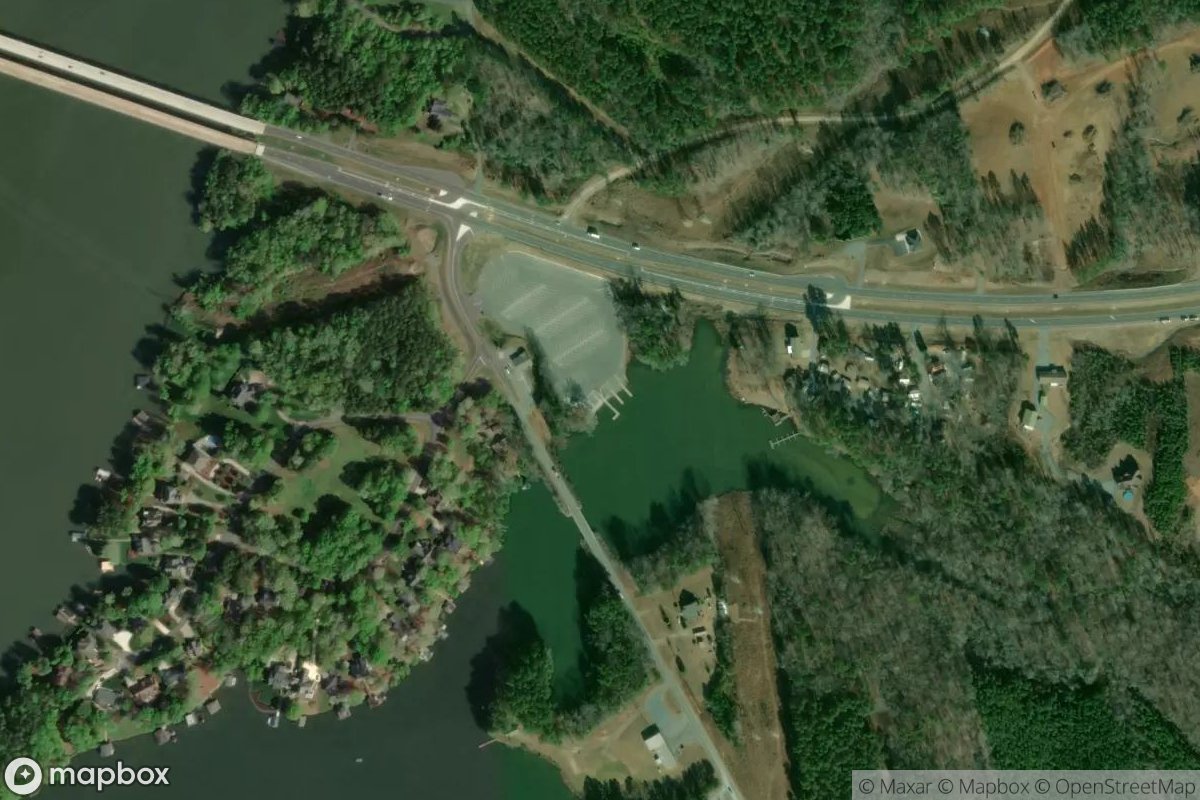 Satellite view of Swift Island Lake Tillery Boat Access