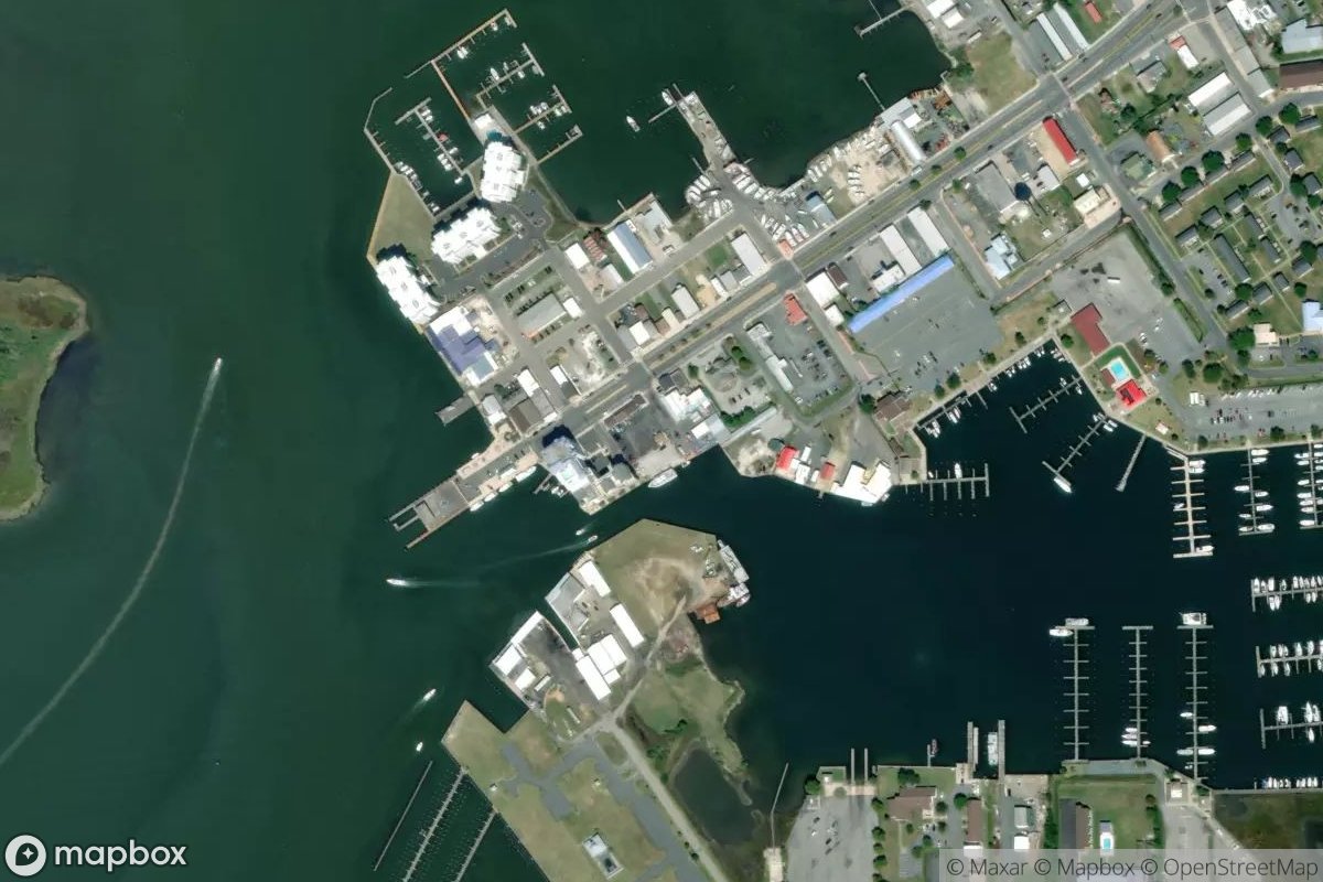 Satellite view of Tangier Island Cruises