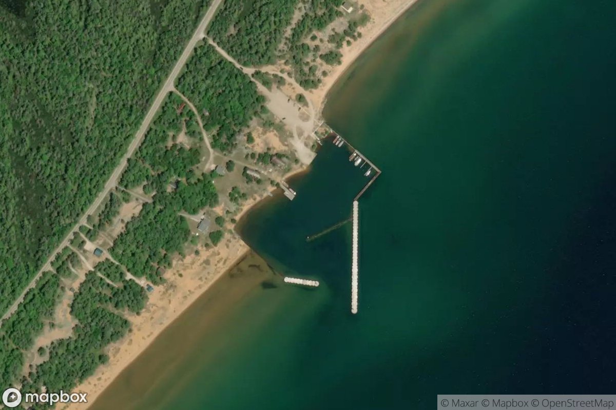 Satellite view of Whitefish Point State Harbor