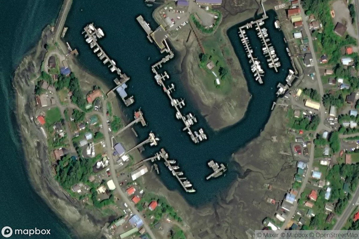 Satellite view of Wrangell Harbor
